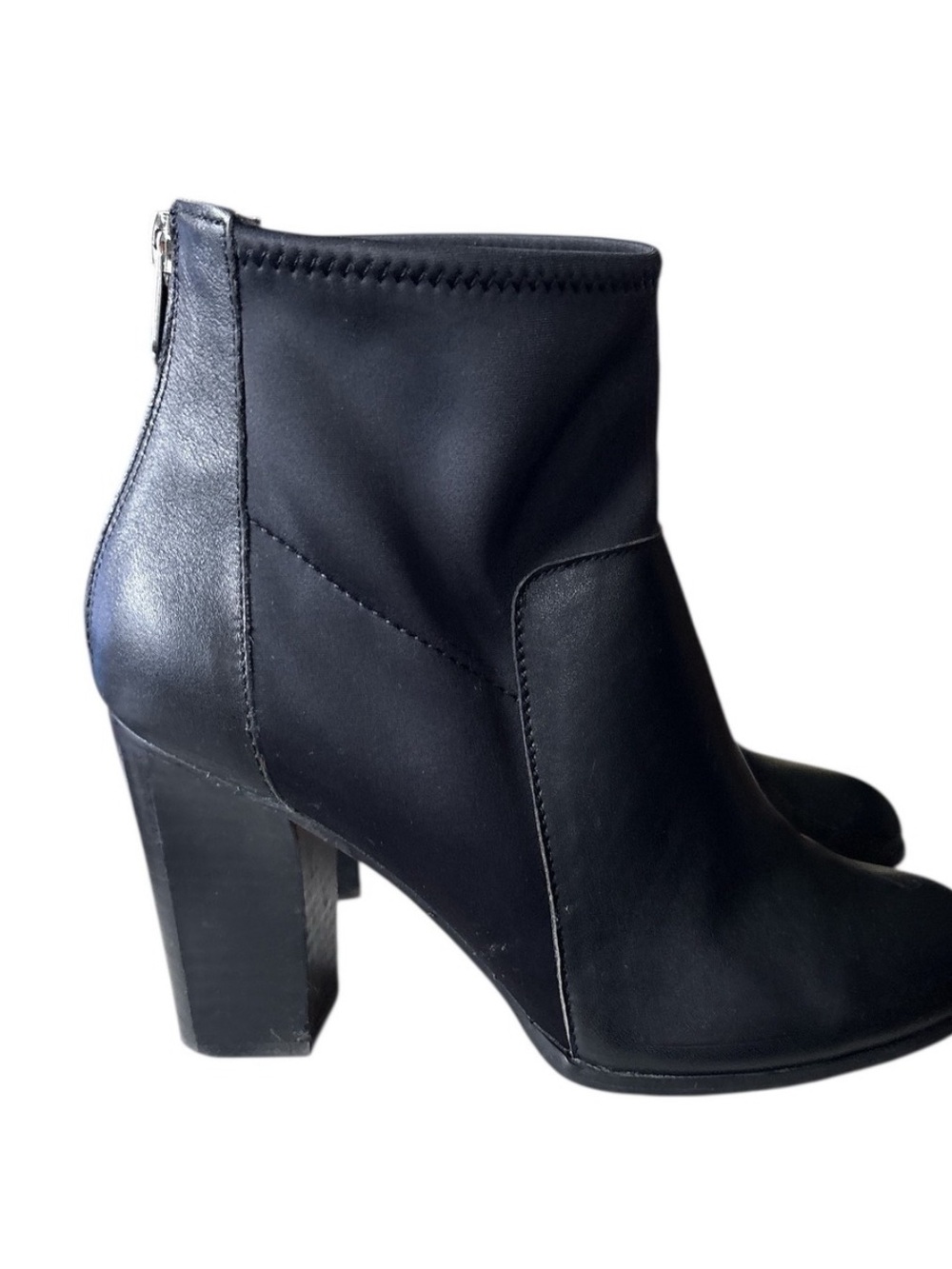 Adrienne Vittadini Ratti Black Stretch Block Heel Booties, Size 8